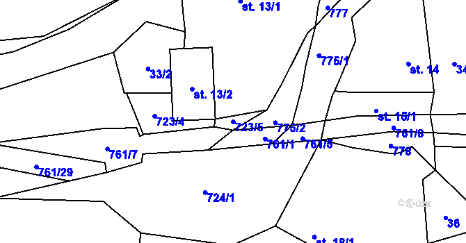 Parcela st. 723/5 v KÚ Brloh u Drhovle, Katastrální mapa