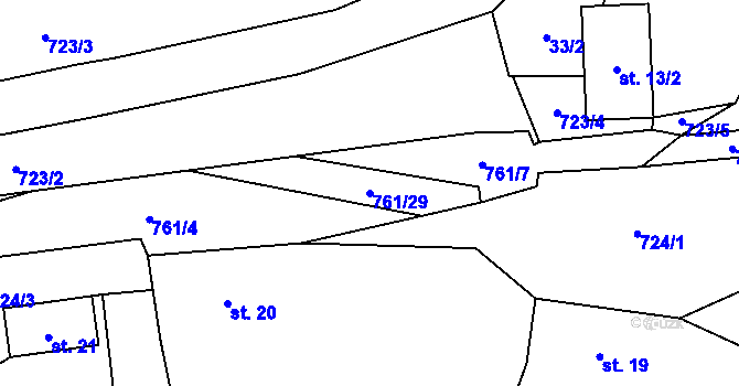 Parcela st. 761/29 v KÚ Brloh u Drhovle, Katastrální mapa