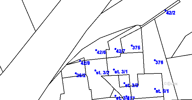 Parcela st. 42/6 v KÚ Drhovle, Katastrální mapa