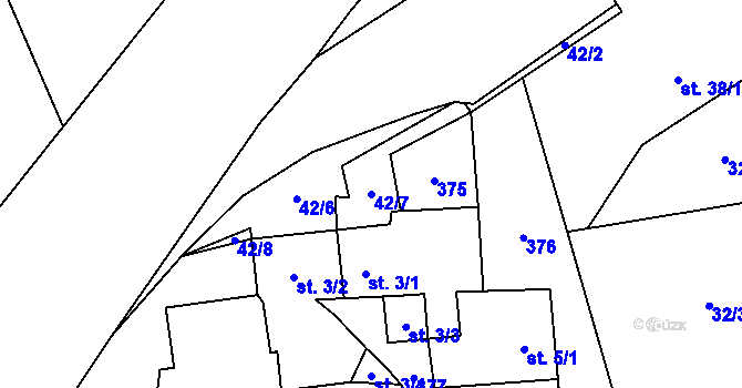 Parcela st. 42/7 v KÚ Drhovle, Katastrální mapa