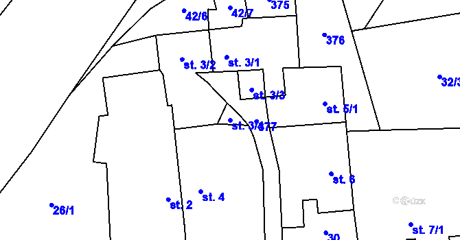 Parcela st. 3/4 v KÚ Drhovle, Katastrální mapa