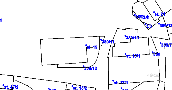 Parcela st. 19 v KÚ Drhovle, Katastrální mapa