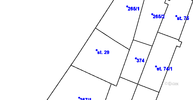 Parcela st. 29 v KÚ Drhovle, Katastrální mapa