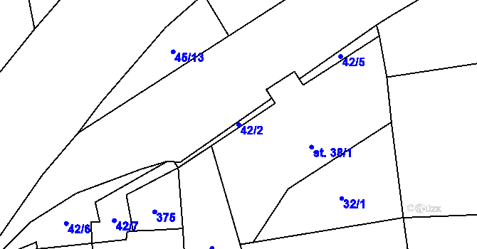 Parcela st. 42/2 v KÚ Drhovle, Katastrální mapa