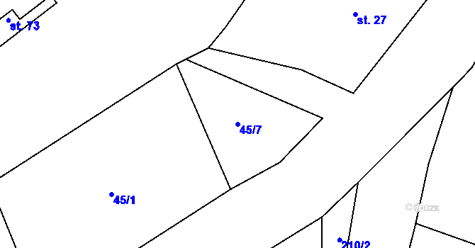 Parcela st. 45/7 v KÚ Drhovle, Katastrální mapa