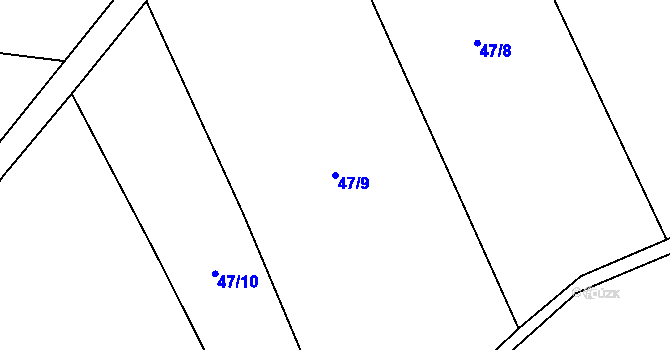 Parcela st. 47/9 v KÚ Drhovle, Katastrální mapa