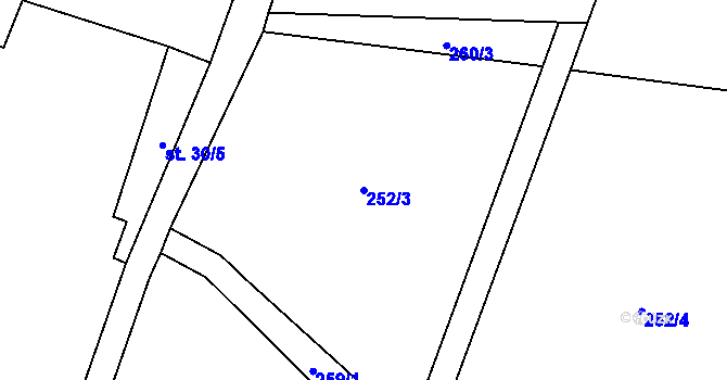 Parcela st. 252/3 v KÚ Drhovle, Katastrální mapa