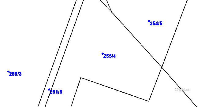 Parcela st. 255/4 v KÚ Drhovle, Katastrální mapa