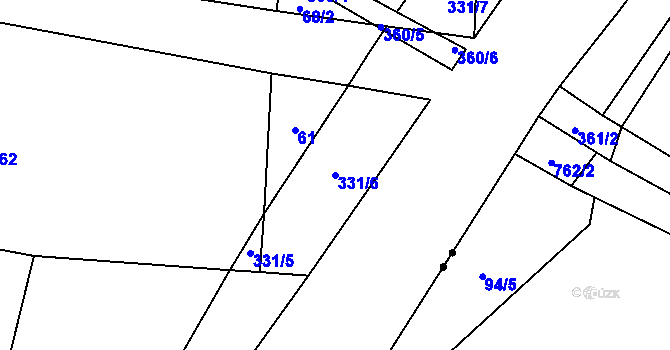 Parcela st. 331/6 v KÚ Drhovle, Katastrální mapa