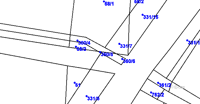 Parcela st. 360/5 v KÚ Drhovle, Katastrální mapa