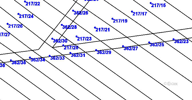 Parcela st. 362/29 v KÚ Drhovle, Katastrální mapa
