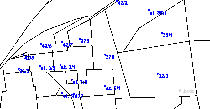 Parcela st. 376 v KÚ Drhovle, Katastrální mapa