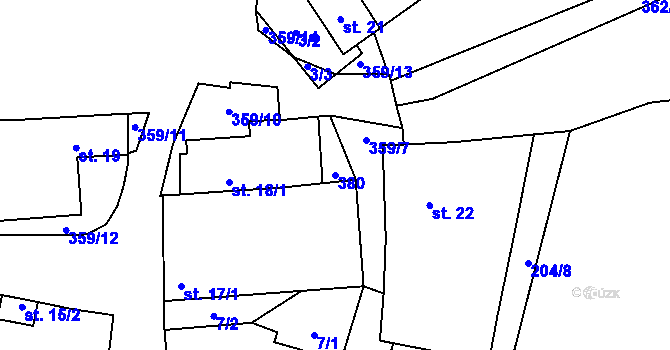 Parcela st. 380 v KÚ Drhovle, Katastrální mapa