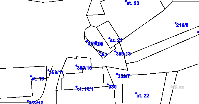 Parcela st. 3/3 v KÚ Drhovle, Katastrální mapa
