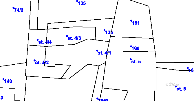 Parcela st. 4/1 v KÚ Mladotice u Drhovle, Katastrální mapa