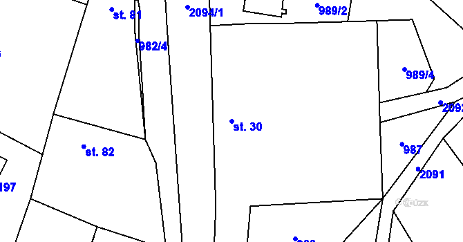 Parcela st. 30 v KÚ Mladotice u Drhovle, Katastrální mapa