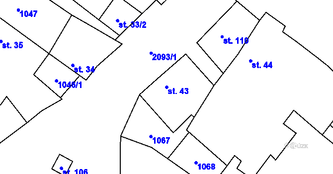 Parcela st. 43 v KÚ Mladotice u Drhovle, Katastrální mapa