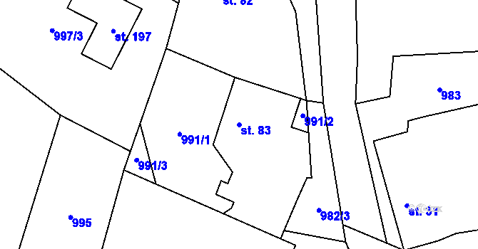 Parcela st. 83 v KÚ Mladotice u Drhovle, Katastrální mapa