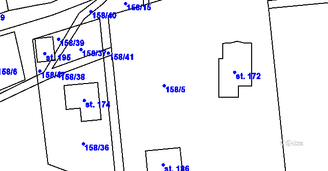 Parcela st. 158/5 v KÚ Mladotice u Drhovle, Katastrální mapa