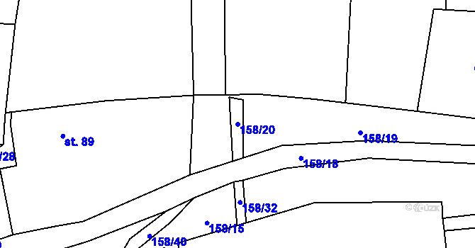 Parcela st. 158/20 v KÚ Mladotice u Drhovle, Katastrální mapa