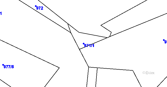 Parcela st. 971/1 v KÚ Mladotice u Drhovle, Katastrální mapa