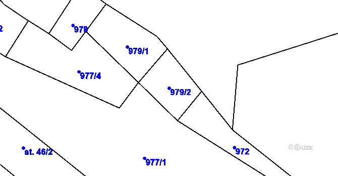 Parcela st. 979/2 v KÚ Mladotice u Drhovle, Katastrální mapa
