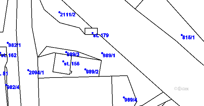 Parcela st. 989/1 v KÚ Mladotice u Drhovle, Katastrální mapa