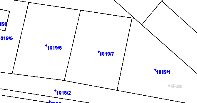 Parcela st. 1019/7 v KÚ Mladotice u Drhovle, Katastrální mapa