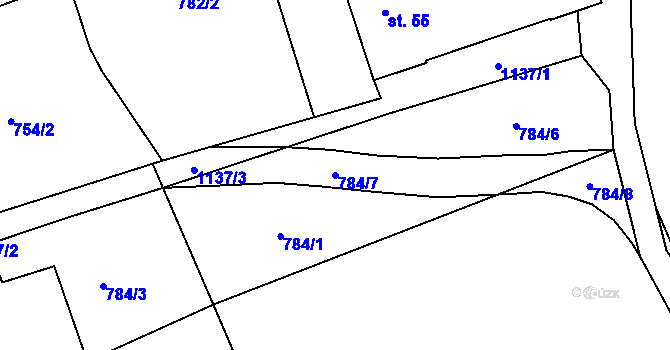 Parcela st. 784/7 v KÚ Pamětice u Drhovle, Katastrální mapa