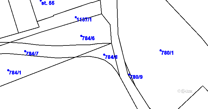 Parcela st. 784/8 v KÚ Pamětice u Drhovle, Katastrální mapa