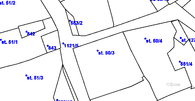 Parcela st. 50/3 v KÚ Pamětice u Drhovle, Katastrální mapa