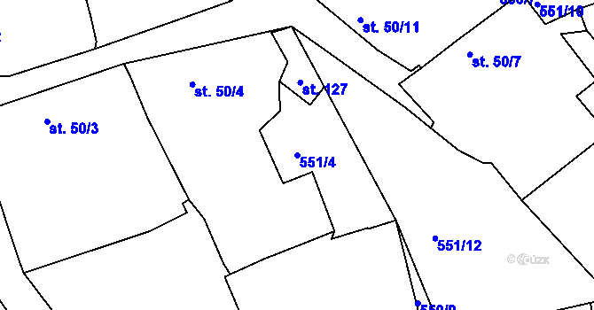 Parcela st. 551/4 v KÚ Pamětice u Drhovle, Katastrální mapa