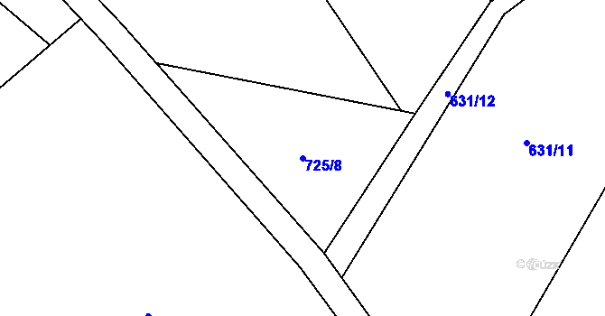 Parcela st. 725/8 v KÚ Pamětice u Drhovle, Katastrální mapa