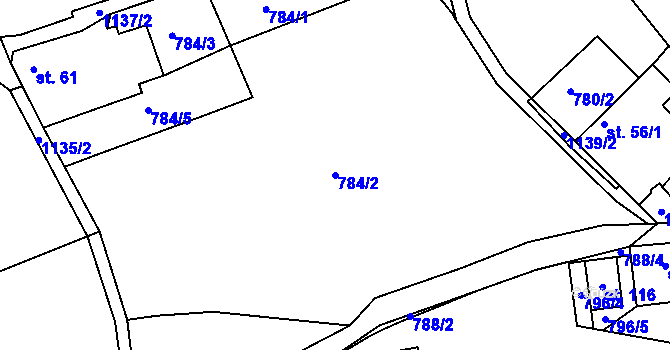 Parcela st. 784/2 v KÚ Pamětice u Drhovle, Katastrální mapa