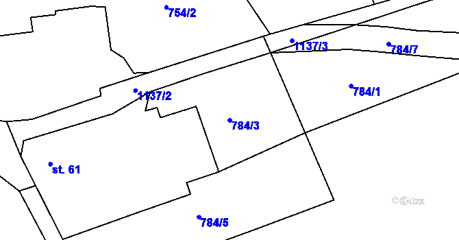 Parcela st. 784/3 v KÚ Pamětice u Drhovle, Katastrální mapa