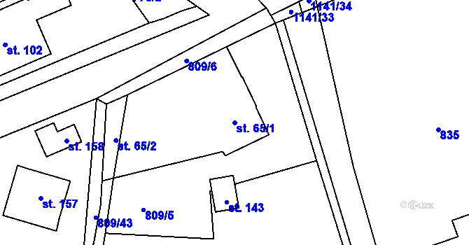 Parcela st. 65/1 v KÚ Pamětice u Drhovle, Katastrální mapa