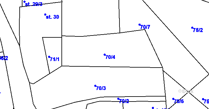 Parcela st. 70/4 v KÚ Pamětice u Drhovle, Katastrální mapa