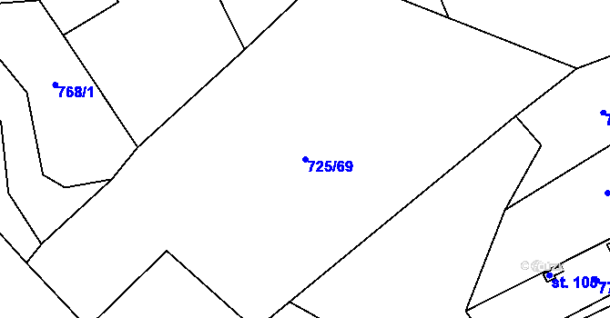 Parcela st. 725/69 v KÚ Pamětice u Drhovle, Katastrální mapa