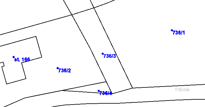Parcela st. 736/3 v KÚ Pamětice u Drhovle, Katastrální mapa