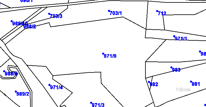 Parcela st. 971/9 v KÚ Pamětice u Drhovle, Katastrální mapa