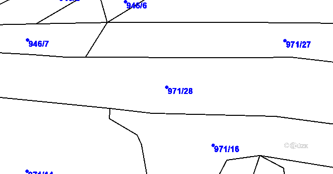 Parcela st. 971/28 v KÚ Pamětice u Drhovle, Katastrální mapa
