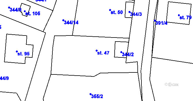 Parcela st. 47 v KÚ Drhovy, Katastrální mapa