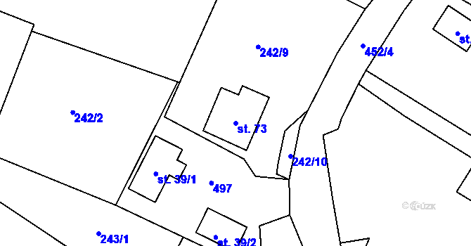 Parcela st. 73 v KÚ Drhovy, Katastrální mapa