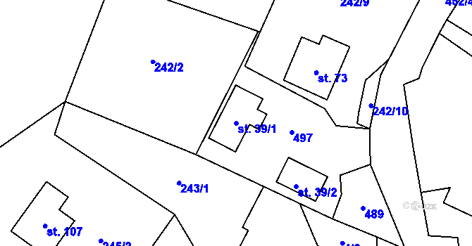 Parcela st. 39/1 v KÚ Drhovy, Katastrální mapa