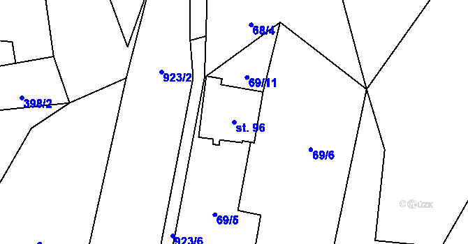 Parcela st. 96 v KÚ Drchlava, Katastrální mapa