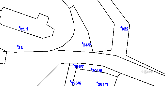 Parcela st. 24/2 v KÚ Drchlava, Katastrální mapa