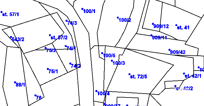 Parcela st. 100/5 v KÚ Drchlava, Katastrální mapa
