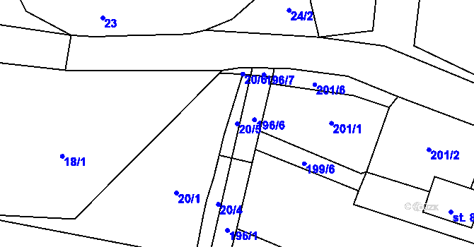 Parcela st. 20/5 v KÚ Drchlava, Katastrální mapa