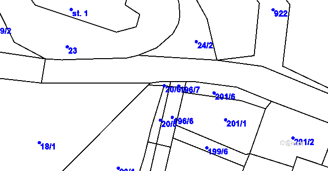 Parcela st. 20/6 v KÚ Drchlava, Katastrální mapa