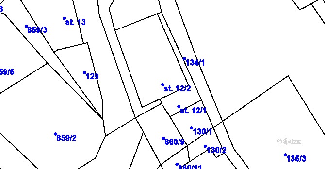 Parcela st. 12/2 v KÚ Drchlava, Katastrální mapa